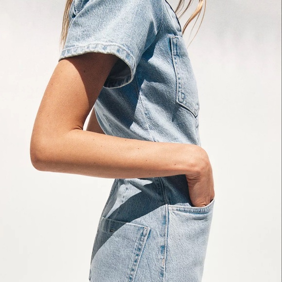 Zara Light Blue Denim Mini Dress - Picture 2 of 8